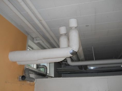 Pipe insulation winterizes the plumbing system. Exposed Plumbing, Basement Insulation, Ice Dams, Attic Ventilation, Frozen Pipes, Pipe Insulation, Attic Insulation, Galvanized Pipe, Basement Windows