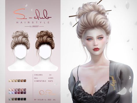 Sims 4 Cc Fancy Hair, Japanese Updo, S4cc Hair, Popcorn Store, Hair Ts4, Cc Hair, Sims 4 Body Mods, Sims Four, Updo Hairstyle