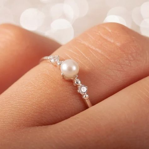 RingsBoutiqueUA - Etsy Ukraine Silver Pearl Engagement Ring, Pearl Engagement Ring, Pearl Rings, Rings Collection, Pearl Collection, 14k Gold Ring, Ring Collections, Silver Pearls, Pearl Ring