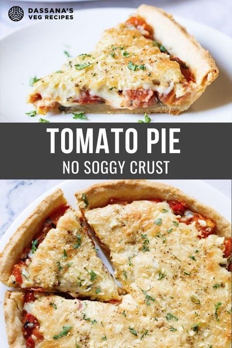 Tomato Pie Recipe Easy, Baked Tomato Recipes, Southern Tomato Pie, Tomato Pie Recipe, Cheese Crust, Baked Pie Crust, Tomato Pie, Yummy Casseroles, Tomato And Cheese