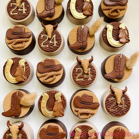 Western Food Ideas Dinner, Cowboy Party Desserts, Western Party Desserts, Western Cake Pops, Rodeo Cupcakes, Rancho Party, Cow Treats, Western Food Ideas, Cow Birthday Cake