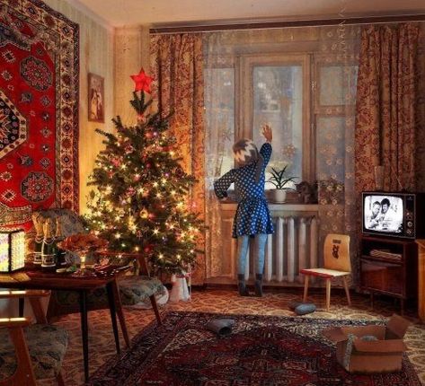 Soviet Art, Russian Art, Christmas Mood, Christmas Aesthetic, Cozy Christmas, Retro Christmas, 그림 그리기, Christmas Art, Christmas Photos