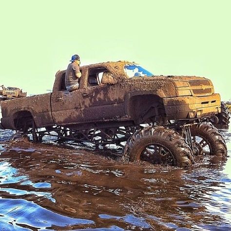 for the love of the mud. Chevy Muddy Trucks, Pickup Camper, Chevy Girl, Future Trucks, Mud Trucks, Lifted Chevy Trucks, Lifted Chevy, Truck Yeah, Jacked Up Trucks