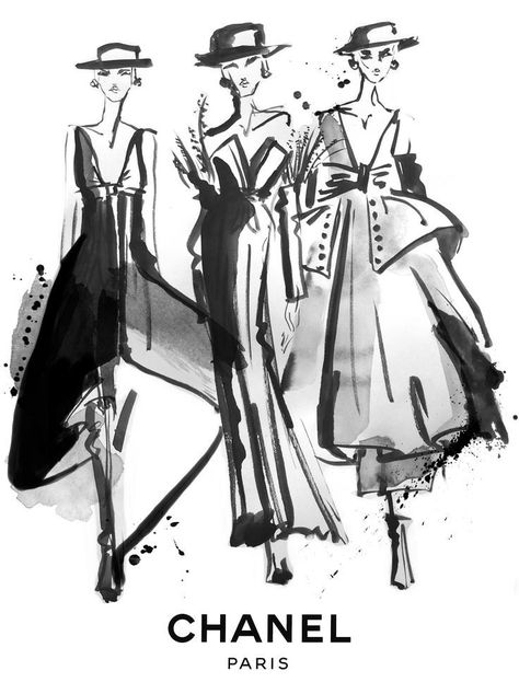 Chanel Poster Prints, Chanel Fashion Sketches, Coco Chanel Sketches, 90s Luxury Aesthetic, Chanel Pictures Wall Art, Chanel Poster Wall Decor, Vogue Poster Prints, Poster Prints Aesthetic Black And White, 90s Chanel Aesthetic