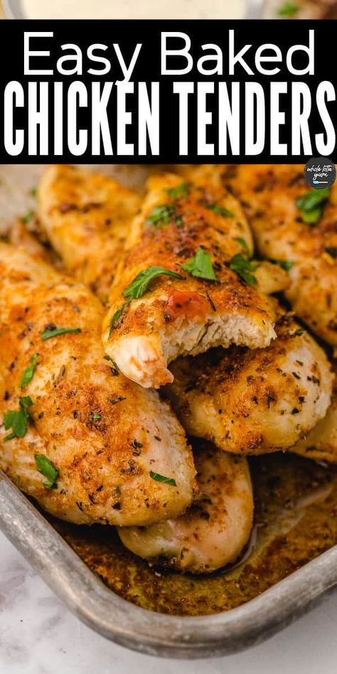 Quick clean eating chicken tenders cooked in the oven. you'll love these low carb keto chicken tenderloins when you want a quick simple and healthy dinner. Chicken Tenderloins In Oven, Easy Chicken Tenderloin Recipes, Baked Chicken Tenders Healthy, Chicken Tender Recipes Baked, Baked Chicken Tenderloins, Whole Lotta Yum, Oven Baked Chicken Tenders, Chicken Breast Tenderloins, Chicken Tenderloin