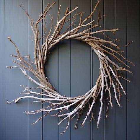 Collect some twigs from outside and make these 8 pretty DIYs Stick Diy, Willow Decor, Diy Twig Wreath, Willow Crafts, Unique Wreath Ideas, Tree Branch Crafts, Twig Stars, Stick Wreath, Diy Wreath Bow