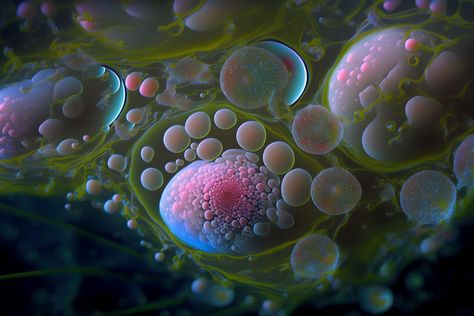 CGI-rendered circular lipids moving slowly outward form a central area. They are almost reminiscent of bubbles. Bottom Of The Ocean, Colossal Art, Art Archive, Graphic Design Print, Graphic Design Illustration, Art Videos, Art Direction, Amazing Art, Graphic Illustration