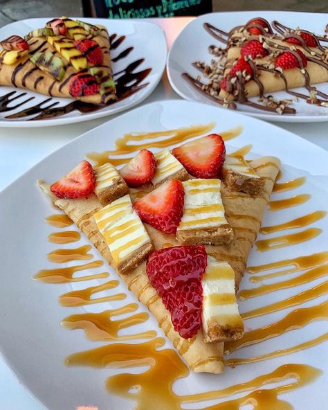 CREPESnSHAKES.LA on Instagram: “🧐Here’s a great idea! Get yourself down here so you can have all three of these CREPES 😋😋😋(Located inside Tutti Frutti bell gardens and…” Crepe Ideas Sweets, Crepe Topping Ideas, Crepes Brunch, Crepe Restaurant, Crepe Bar, Bell Gardens, Lime Recipes, Food Babe, Milk Shakes