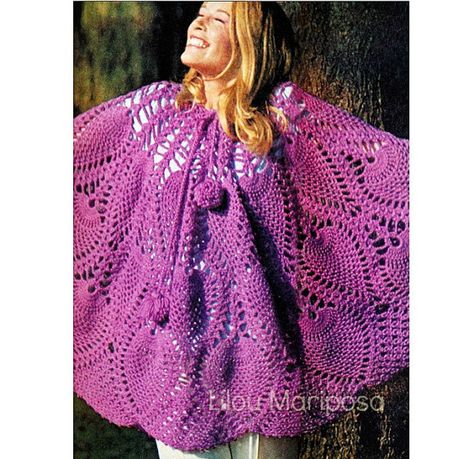 Crochet Pattern Vintage 70s Crochet Pineapple by Liloumariposa Skirt Pattern Crochet, Crochet Poncho Pattern, 70s Crochet, Poncho Au Crochet, Crochet Pineapple, Crochet Skirt Pattern, Crochet Size, Pineapple Crochet, Crochet Poncho Patterns