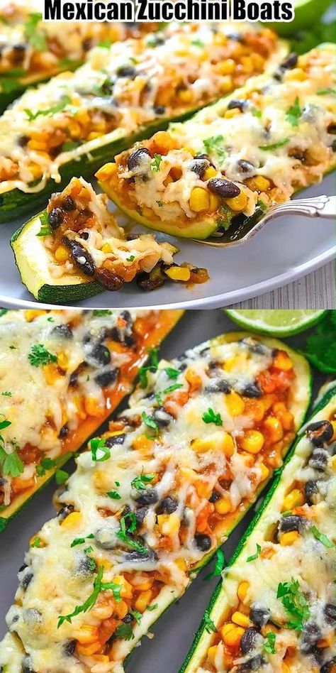 These delicious Mexican Zucchini Boats are so flavorful and scrumptious. This is the perfect dish if you love vegetarian dishes with some kick. FOLLOW Cooktoria for more deliciousness! If you try my recipes - share photos with me, I ALWAYS check! Mexican Zucchini Boats, Mexican Zucchini, Zucchini Boats, Baked Salmon Recipes, Healthy Dinner Recipes Chicken, Health Dinner Recipes, My Recipes, Dinner Recipes Crockpot, Vegetarian Recipes Dinner