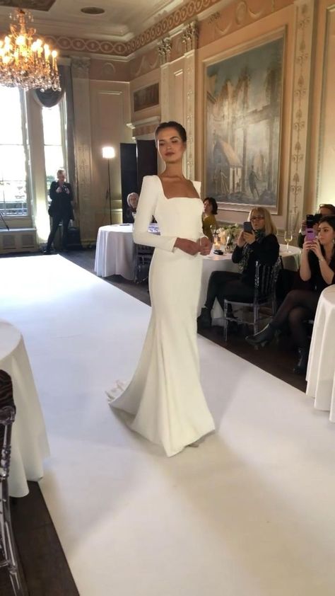 Wedding Dresses Plain, Suzanne Neville Wedding Dress, Black Tie Dress Wedding, Dresses Plain, Simple Elegant Wedding Dress, Plain Wedding Dress, Suzanne Neville, Wedding Dress Bustle, Classy Wedding Dress