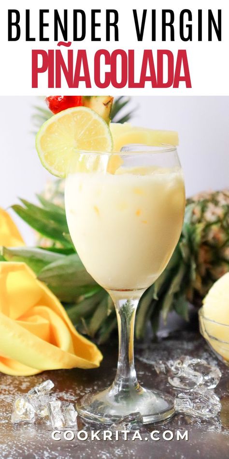 Refreshing virgin piña colada mocktail recipe with pineapple, coconut milk, and lime. Perfect non-alcoholic tropical drink for all ages! Virgin Mocktails Non Alcoholic, Best Virgin Pina Colada Recipe, Pina Colada Non Alcoholic, Non Alcoholic Pina Colada Recipe, Pina Colada Recipe Non Alcoholic, Virgin Pina Colada Recipe, Mocktail Easy, Virgin Piña Colada, Healthy Pina Colada