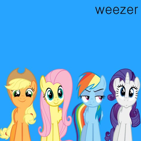 my little pony / blue album! Weezer Blue Album Cover, Weezer Poster, Giffany Gravity Falls, Weezer Blue, Sweater Song, Buddy Holly, Mlp Pony, Zoo Wee Mama, Weezer