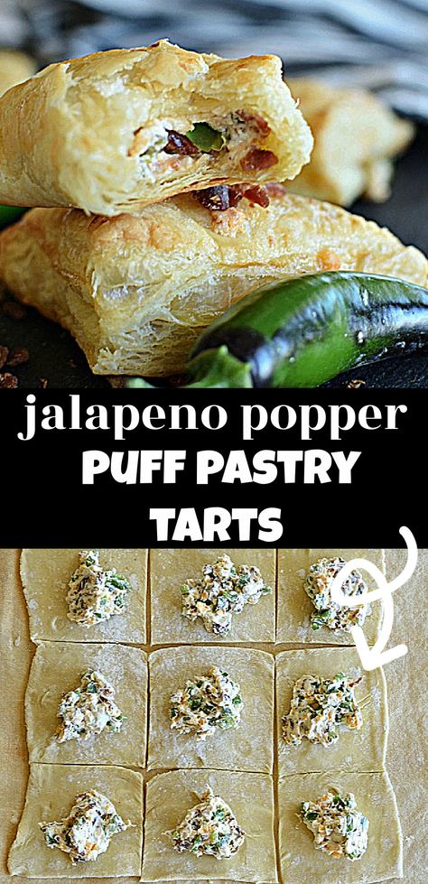 Jalapeno Popper Empanadas, Jalapeno Cream Cheese Puff Pastry, Puff Pastry Mexican Appetizers, Savory Turnovers With Puff Pastry, Stuffed Pastry Savory, Mexican Puff Pastry Recipes, Baked Cheese In Puff Pastry, Jalapeno Puff Pastry, Puff Pastry Cream Cheese Appetizers