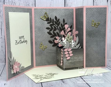 Planter Box Extended Z-Fold Card for Colour INKspiration #78 – Addinktive Designs Z Fold Card Tutorial, Explosion Cards, Scrapbook Techniques, Popup Cards, Fancy Fold Card Tutorials, Peaceful Moments, Cards Flowers, Card Folds, Fun Folds