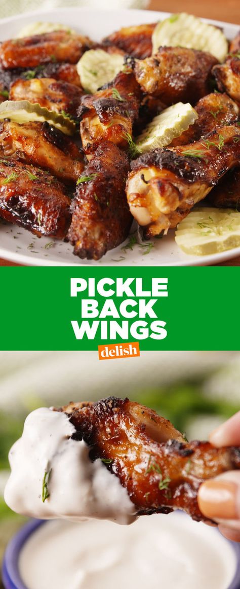 Pickleback Wings, Pickle Back, Pickle Party, Cooking Chicken Wings, Baked Wings, Chicken Appetizers, Pickling Recipes, Chicken Wing Recipes, Wing Recipes