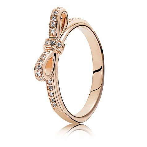 Rose Gold Plated Over 925 Sterling Silver Sparking Bow Ring with Clear Zirconia Jewelry Combo, Gold Pandora, Rose Jewellery, Pandora Rose Gold, Pandora Rose, Charms Pandora, Bracelet Pandora, Rose Gold Crystal, Bow Ring