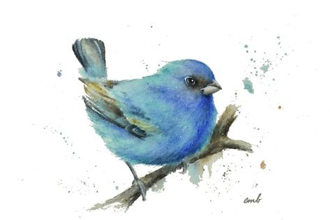 Indigo buntings have such beautiful shades of blue and often with tints of ochre. Capturing them in a watercolor painting is a lot of fun. #watercolorpainting #songbird #bird #originalartwork Painting Illustration Art, Indigo Bunting, Bird Watercolor Paintings, Free Printable Art, Bird Wall Decor, Painting Blue, Animal Painting, Bird Drawings, Bird Illustration