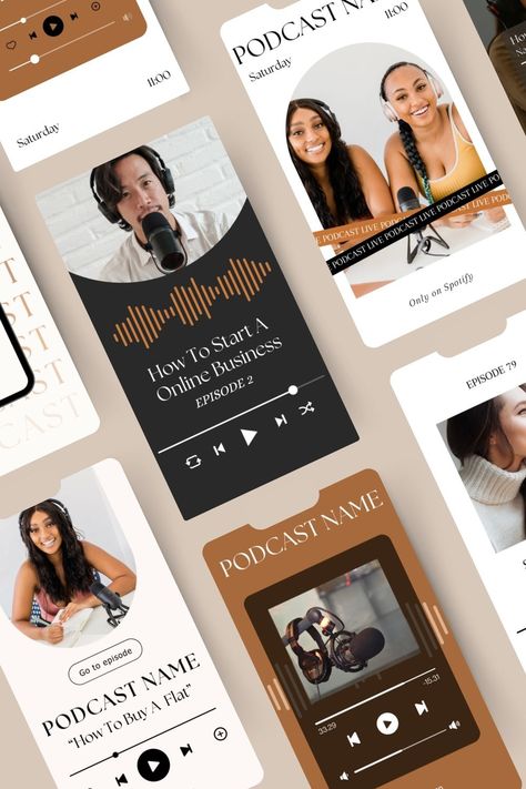 30 editable Podcast Instagram Templates to promote your podcast on social media! Podcast Social Media Design, Podcast Thumbnail Design, Podcast Shoot, Podcast Layout, Podcast Graphics, Podcast Social Media, Podcast Aesthetic, Podcast Branding, Reel Template