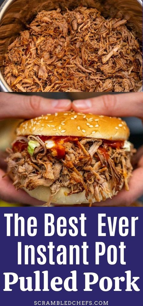 This Instant Pot pulled pork recipe with homemade spice rub is a deliciously easy recipe where the Instant Pot does all the work for you! This is a great beginner easy Instant Pot recipe for anyone who loves pulled pork sandwiches! #InstantPot #PulledPork #BarbecuePorkSandwich #InstantPotPulledPork #IPRecipes Pulled Pork Instant Pot Recipe, Pressure Cooker Pulled Pork, Pulled Pork Crock, Easy Pulled Pork, Pulled Pork Recipe, Pork Recipes Easy, Pork Roast Recipes, Instant Pot Pork, Pulled Pork Recipes