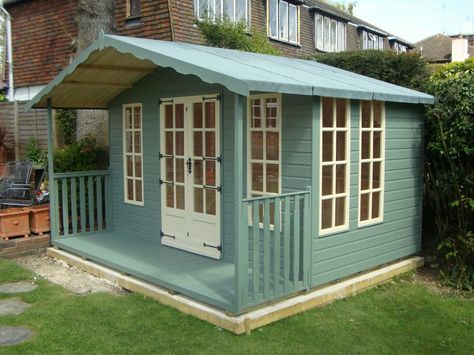 Painted Garden Sheds, English Door, Houses Garden, Painted Shed, Summer House Garden, Summer Houses, Wendy House, Garden Tool Shed, Garden Pavilion