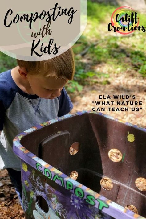 Composting with Kids, the newest insallment of Ela Wild's series What Nature Can Teach Us. Learn all about how to compost with kids, a couple of DIY bin ideas, lots of books and more! Composting is rewarding and provides many opportunities for kids to learn about science, nature, the environment, life and more. Read now or pin for nature learning later. Sustainability Activities, Green School, Environmental Education, Conscious Parenting, Camping Activities, Kids Parenting, Gardening For Kids, Lessons For Kids, Healthy Kids