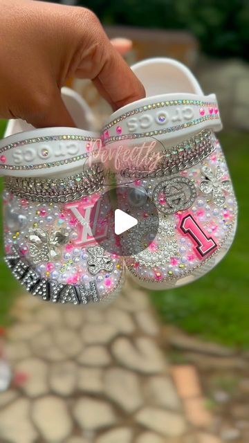 Ryan Kimberly on Instagram: "Thank you @ayonebby for trusting me with your daughters birthday shoes 💕✨ ••• Shop @perfectlyalignedcreationsllc ✨ ••• Exact pricing and how to order can be found on the website. LINK IN MY BIO.  ••• Currently shipping within the U.S only.  ••• #blingcrocs #crocsgang #customcrocs #personalizedshoes #crocskids #crocs #blingbling #birthdayshoes #diy #trusttheprocess #blingedout" Bedazzled Crocs Shoes Diy, Diy Bling Crocs, Birthday Shoes, Daughters Birthday, Custom Shoes Diy, Personalized Shoes, Rhinestone Shoes, June 19, Diy Shoes