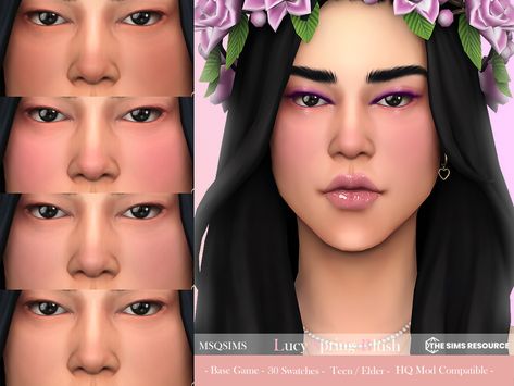 Sims 4 Cc Blush, Sims 4 Makeup, Sims Makeup, Mauve Lipstick, Makeup Cc, Sims 4 Teen, Pic Nic, Girly Dresses, Cc Sims