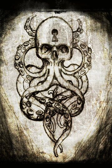 Cthulhu Skull canvas print by ShayneoftheDead on Etsy, $20.00 Pirate Tattoo, Octopus Tattoos, Octopus Tattoo, Skull Tattoo Design, Desenho Tattoo, Skull Tattoos, Cthulhu, Kraken, Skull Art