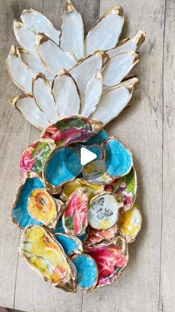 SD Craft Studio on Instagram: "I wish your life is as vibrant and colorful as these pineapples made from oyster shells. Follow me for more crafts or DM me for orders or classes.  . . . #giftideas #uniquegift #craftclasses #oysterartist #oysterlover #southcarolina #charleston #customfavors #businessfavors #decoupagelovers #decoupage #pineappleoysters #giftideasforher" How To Make Oyster Shell Pineapple, Oyster Shell Pineapple, Oyster Shell Crafts, Oyster Shells, Craft Classes, Craft Studio, Fun Gifts, Shell Crafts, Oyster Shell