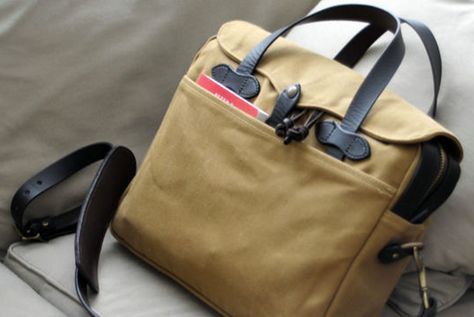 Filson 256 Classic Briefcase Review - Worn Out Filson Briefcase, Filson Bags, Carmex Lip Balm, Go Bags, Water Repellent Fabric, Leather Pattern, One Bag, Water Resistant Fabric, Perfect Bag