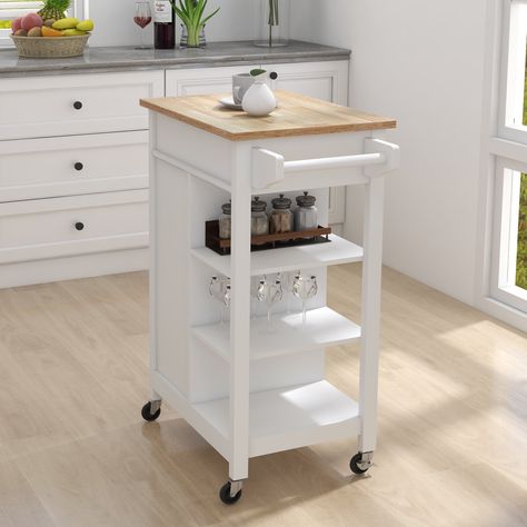 Kitchen Island Rolling, Kitchen Island With Drawers, White Kitchen Cart, Kitchen Carts On Wheels, Rolling Kitchen Cart, Island Cart, Rolling Kitchen Island, Small Kitchen Island, Kitchen Island Cart