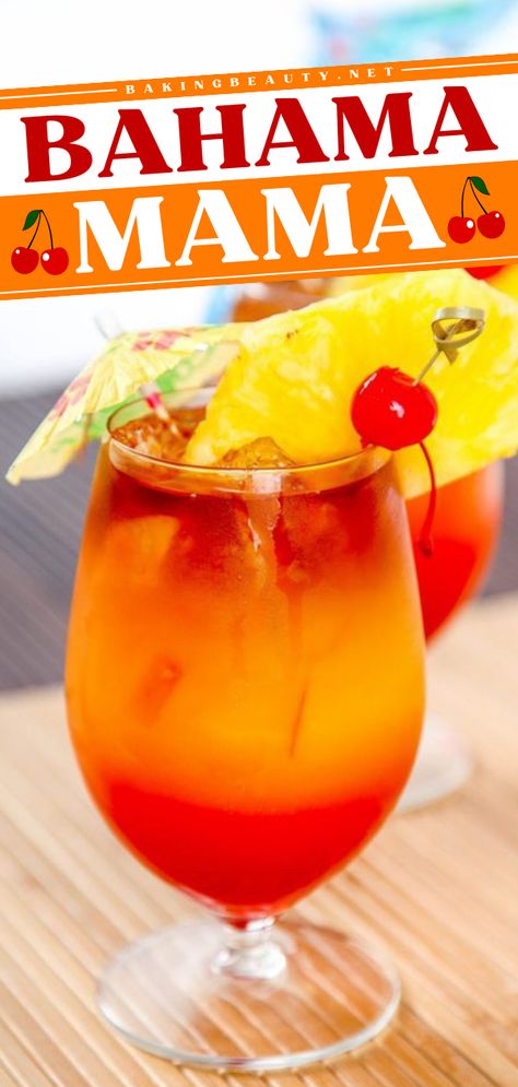 This fruity drink with alcohol will be your new favorite summer cocktail idea! You'll want a pitcher or punch of this easy 4th of July drink. Full of tropical flavor plus rum, this bahama mama recipe is amazing and goes down easy! 4th Of July Beverages, Bahama Mama Recipe, Bahama Mama Drink, Rum Drinks Easy, Summer Mixed Drinks, Bahama Mama Cocktail, Malibu Rum Drinks, Tropical Drink Recipes, Rum Drinks Recipes