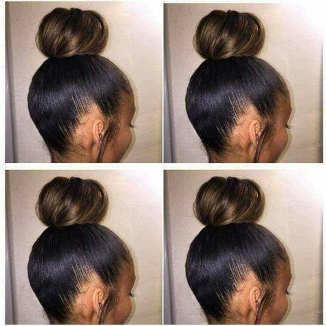 Bridesmaid Bun Hairstyles Black Women, Updo Buns For Black Women, High Bun Hairstyles For Black Women Natural Sleek Updo, High Bun Wedding Hair Black Women, Updo Ponytails For Black Women, Sleek Ponytail Bun Black Women, Bun For Black Women Updos, Hairstyles For Permed Hair Black Women, Elegant Updo Black Women