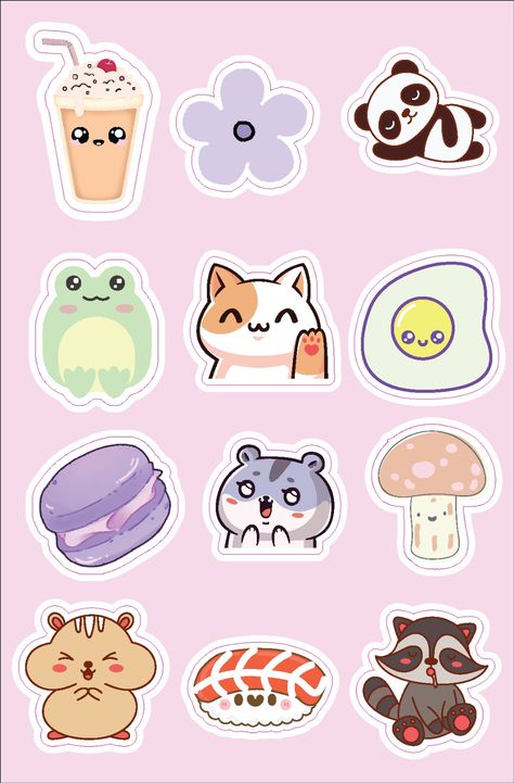 Korean Stickers Aesthetic Printable, Animal Stickers Printable, Butterfly Stickers Printable, Printable Aesthetic Stickers, Birthday Stickers Printable, Coffee Stickers Printable, Stickers Printable Cute, Sticker Album Diy, Anime Stickers Printable