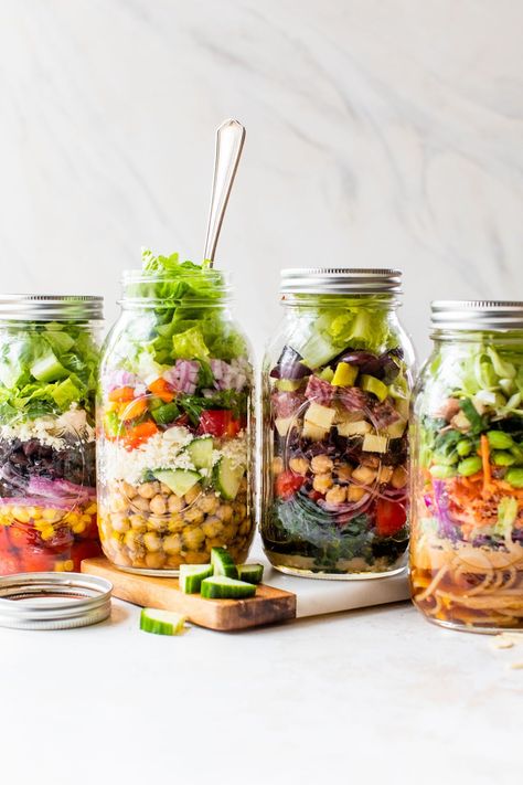 Mason Jar Salads – WellPlated.com Mason Jar Salads, Desk Lunch, Well Plated, Holiday Meal Planning, Jar Salads, Healthy Lunches For Work, Italian Chopped Salad, Bbq Chicken Salad, Slow Cooker Pasta