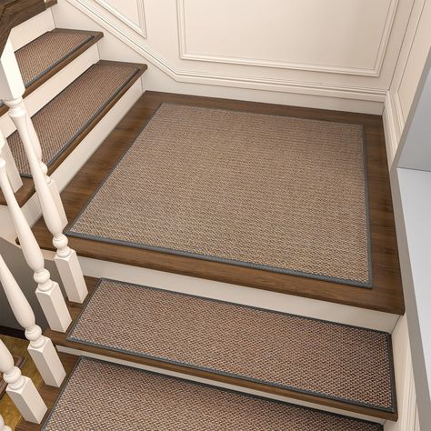 PRICES MAY VARY. 【 Rubber Backing Stair Treads】Because it’s sturdy non-adhesive anti-slip luxury rubber backing. You don’t need to purchase another tape for the carpet stair treads for your kids, elderly parents, and pets. It can stick to wooden, tile, and marble surfaces tightly, stair treads stay put and stay in place 【Residue Free】Unlike adhesive tapes, the rubber backing stair treads won’t cause damage to the surface when you try to remove them. No extra steps to place the carpet for the sta Stair Runner On Landing, Jute Stair Runner, Bullnose Carpet Stair Treads, Stair Pads, Stairs Covering, Diy Home Upgrades, Stair Rug Runner, Carpet Treads, Creek House