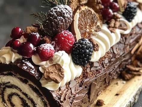 Bush De Noel Yule Log French Christmas, Yule Log Cake Decoration Ideas, Mini Yule Logs, Yule Log Flavors, Yule Log Decoration Ideas, Marzipan Mushrooms, Yule Log Decoration, Yule Log Cake Decoration, Traditional Yule Log