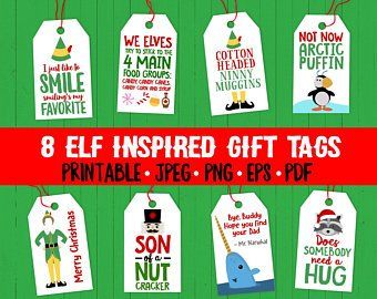 Funny Gift Tags Christmas, Funny Gift Tags, Funny Christmas Tags, The Elf Movie, Elf Movie Quotes, Gift Games, Crafts 2024, Gift Tags Christmas, Elf Movie