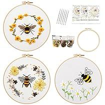 Needles And Threads, Embroidery Clothes, Beginner Embroidery Kit, Bee Pattern, Bee Embroidery, Hand Embroidery Kit, Cross Stitch Needles, Floral Pattern Design, Needlework Embroidery