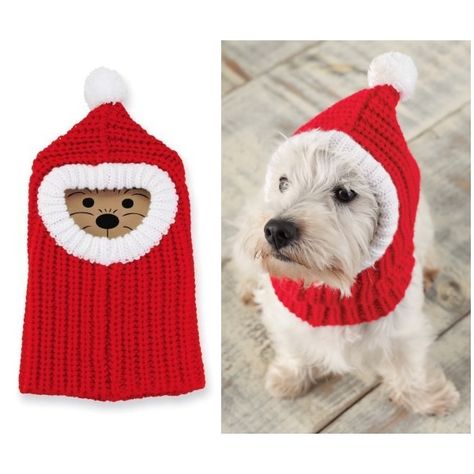 It's cold outside! Keep your puppy warm (and stylish to boot) with this Red Balaclava knitted headwear for dogs. Crochet Dog Santa Hat, Crochet Dog Balaclava, Dog Balaclava Crochet Pattern, Crochet Dog Santa Hat Free Pattern, Dog Balaclava, Red Balaclava, Balaclava Knitted, Crochet Dog Hat, Dog Hats