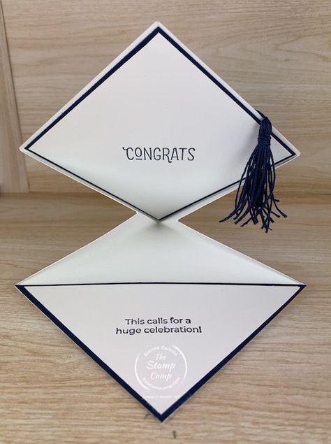 How to create a graduation card any grad would love to receive. This is not only a graduation card but a gift card holder as well. #thestampcamp #stampinup #graduation Graduation Card Diy, Gift Card Holders Stampin Up, Graduation Clip Art, Graduation Gifts For Boys, Graduation Party Favors, Grad Cards, Graduation Hat, Diy Paper Crafts Decoration, Graduation Diy