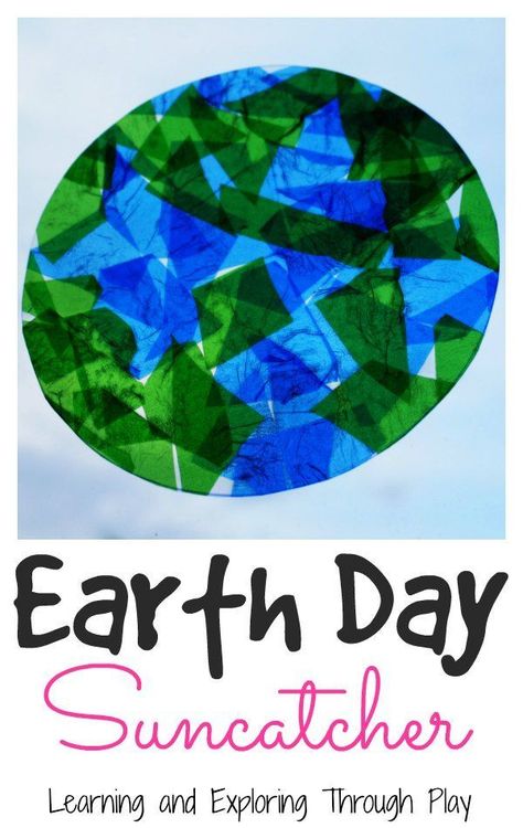 Earth Day Sun Catcher. Fun crafts for preschoolers. Learning and Exploring Through Play. Fun Crafts For Preschoolers, Earth Day Project, April Preschool, April Activities, Earth Week, Earth Day Projects, Earth Craft, Day Earth, Crafts For Preschoolers