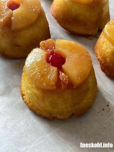 Mini Pineapple Upside Down Cakes | InesKohl Kitchen Ineskohl Kitchen, Pineapple Upside Down Cakes, Pineapple Muffins, Mini Pineapple Upside Down Cakes, Upside Down Cakes, Brown Sugar Cakes, Facebook Recipes, Golden Cake, Cupcakes Recipes