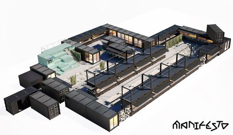 Container Mall, Shipping Container Architecture, Warehouse Living, Plaza Design, Container Cafe, Plant Installation, Food Park, Pub Design, World Architecture