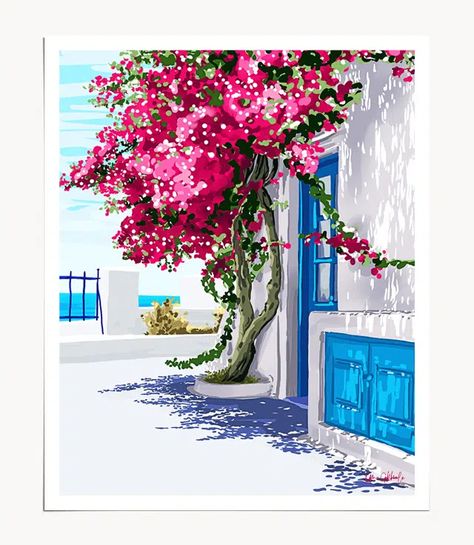 Shop Artist-Designed Unique Art Prints Made to Order | 83 Oranges® Summer Architecture, Greece Architecture, Greece Santorini, Santorini Island, Summer Painting, Iron Wall Art, Travel Summer, Better Days, Island Travel