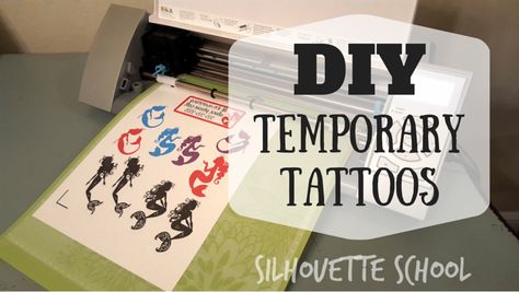 DIY Temporary Tattoos  by My Paper Craze for Silhouette School Diy Temporary Tattoo, Make Temporary Tattoo, Vinyl Projects Silhouette, Diy Tattoo Permanent, Phönix Tattoo, Silhouette School Blog, Tattoo Diy, Tattoos Temporary, Serpent Tattoo