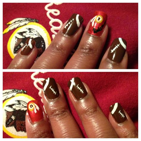 Redskins VS Cowboys game 11/22/12. Redskins Nails Washington Commander, Basketball Nails, Sports Nails, Football Nails, Cowboy Games, Hair Textures, Washington Commanders, Texturizer On Natural Hair, Burgundy And Gold