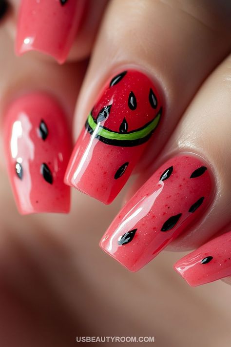 Get into the summer spirit with 35+ watermelon nail ideas that are bright, fun, and full of juicy charm. From vibrant watermelon slices and bold red and green designs to playful polka dots and glittery accents, these nails capture the essence of summer. Add tropical patterns, minimalist art, or ombré effects for a fresh twist. Whether you’re enjoying a summer picnic or simply embracing the season, these watermelon nails will keep your style fresh and fruity! #WatermelonNails #SummerNails #FruitN Patterns Minimalist, Watermelon Nail, Bright Nail Designs, Nails For Summer, Summer Gel Nails, Watermelon Nails, Bright Nails, Watermelon Slices, Summer Refreshments