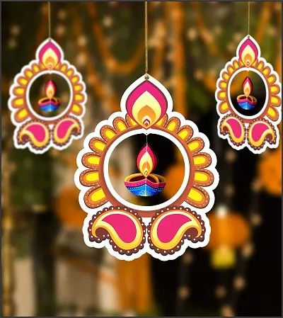 TOYXE Paper Hanging Rangoli Deepak for Diwali Decoration Set of 5 Pcs Diwali Backdrop Ideas For School, Diwali Hangings For School, Happy Diwali Board Decoration, Diwali Decoration Board Ideas, Diwali Selfie Corner, Diwali Design Ideas, Diwali Hangings Craft, Diwali Decorations At Office, Diwali Soft Board Decoration